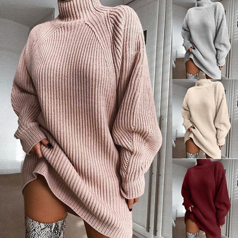 Alizza- Damen Pullover Kleid-warm für Herbst und Winter