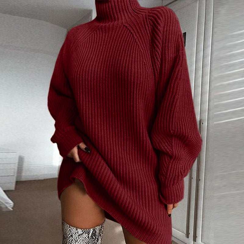 Alizza- Damen Pullover Kleid-warm für Herbst und Winter