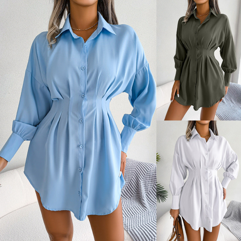 Alizza- Eleganten Damenkleid mit Bluse Motiv bis zum Knie