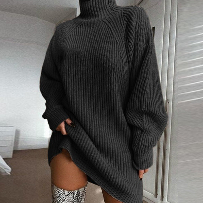 Alizza- Damen Pullover Kleid-warm für Herbst und Winter