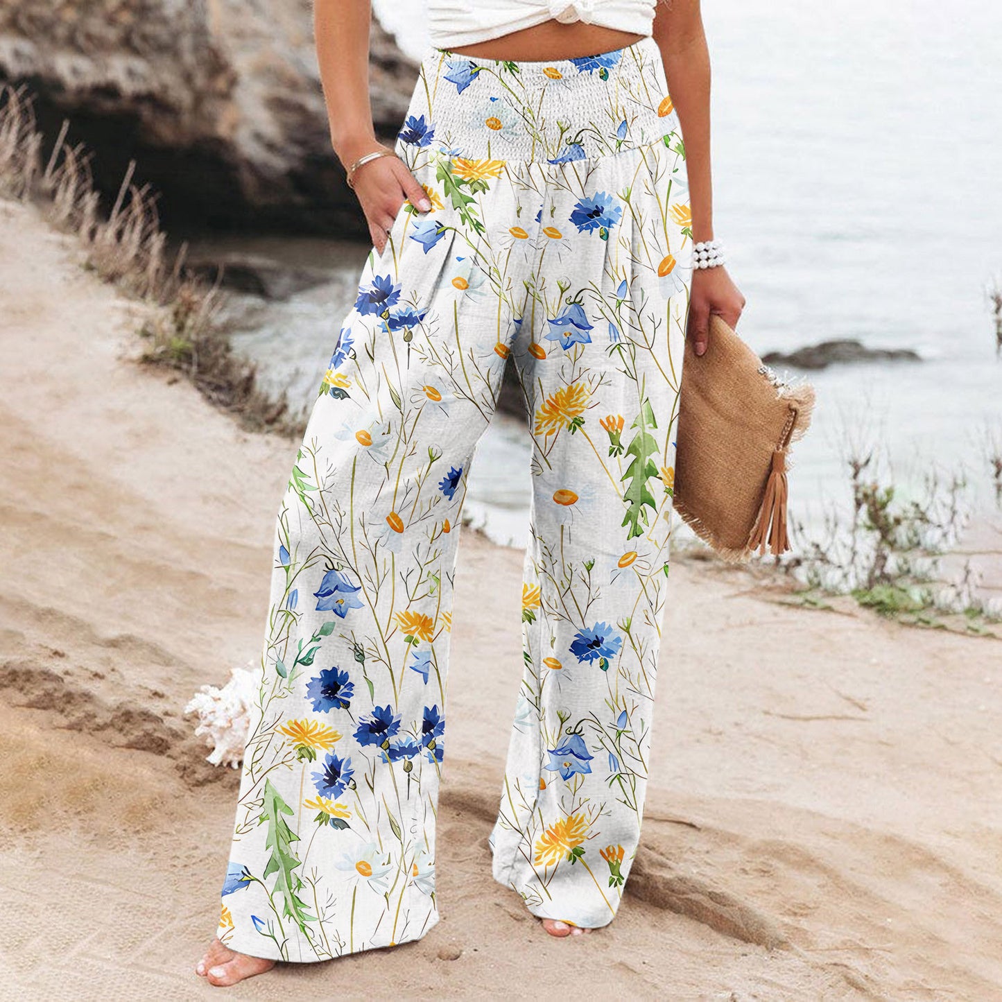 Alizza-Leichte Stretch Hosen für Damen mit sommerlichen Motiven