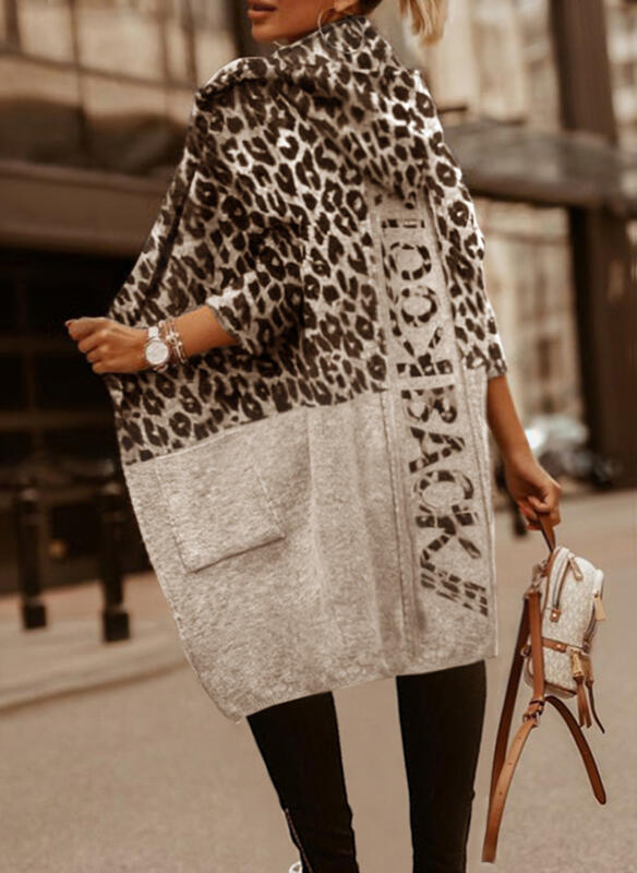 Alizza- Damen Wollmantel Leopard