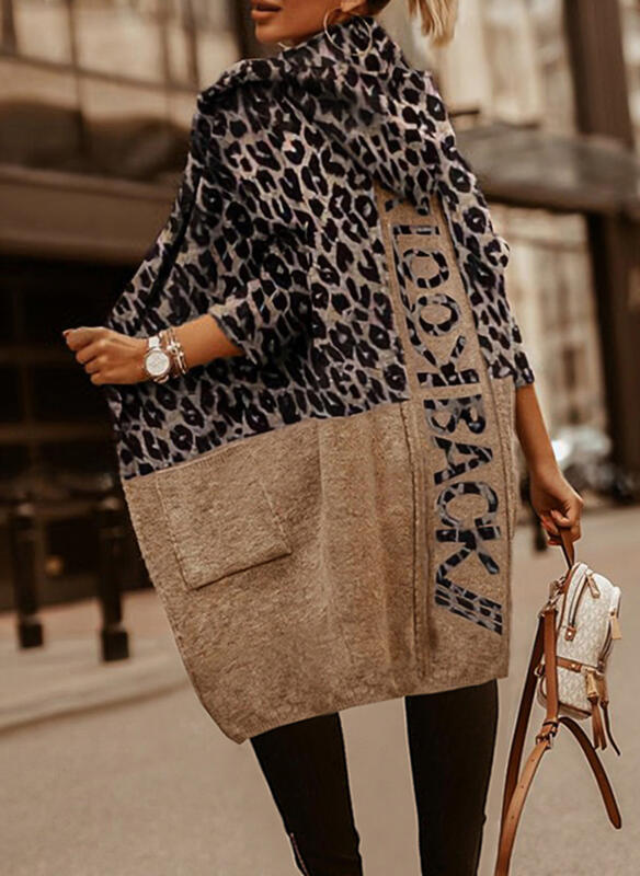 Alizza- Damen Wollmantel Leopard