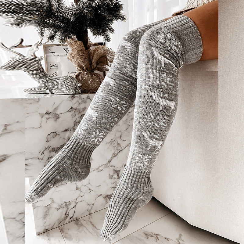 Alizza- Weihnachtsschneeflocken-Stricksocken für Damen
