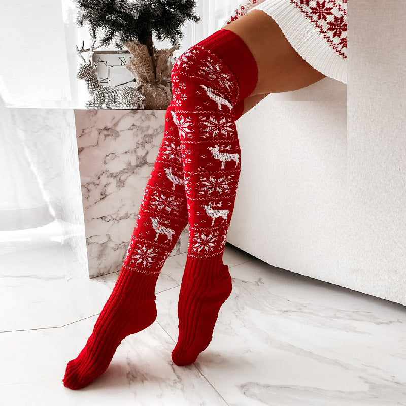 Alizza- Weihnachtsschneeflocken-Stricksocken für Damen