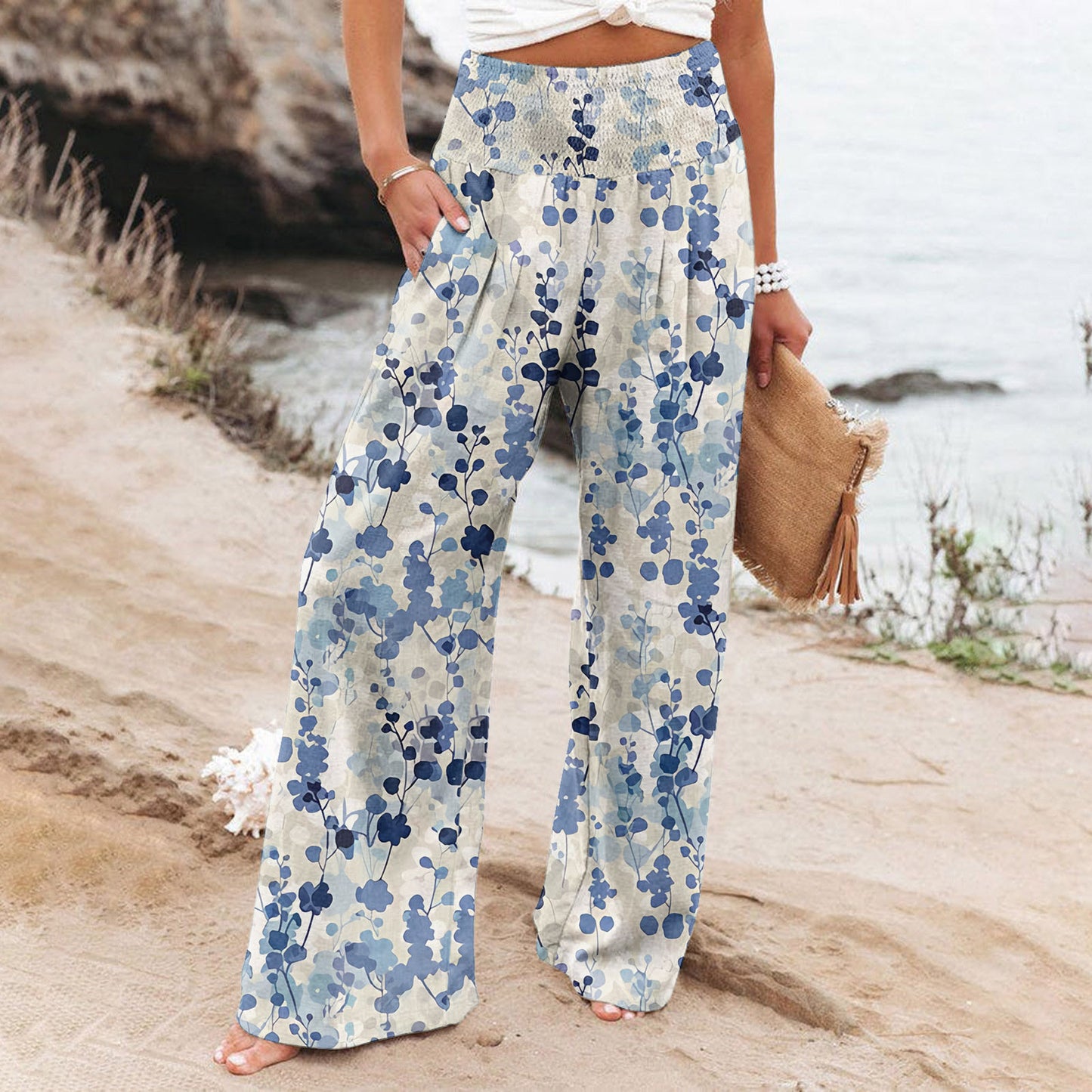 Alizza-Leichte Stretch Hosen für Damen mit sommerlichen Motiven
