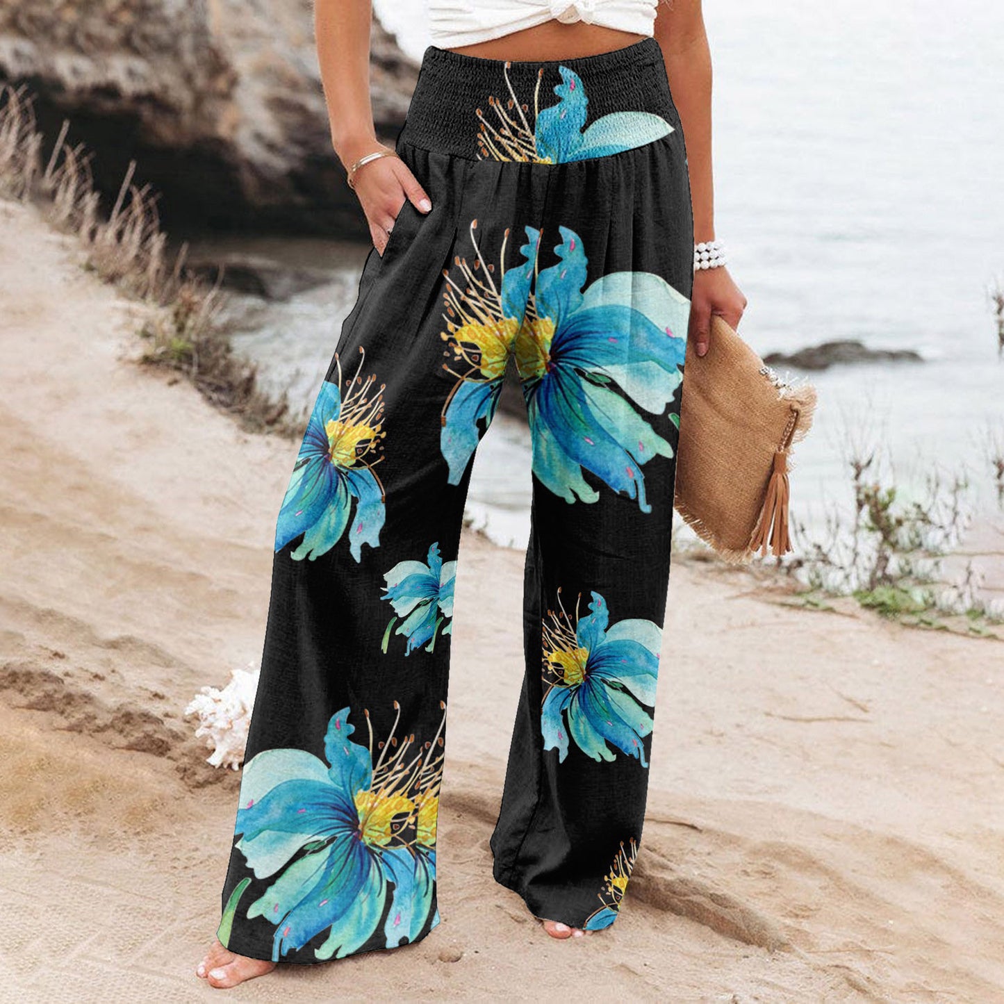 Alizza-Leichte Stretch Hosen für Damen mit sommerlichen Motiven