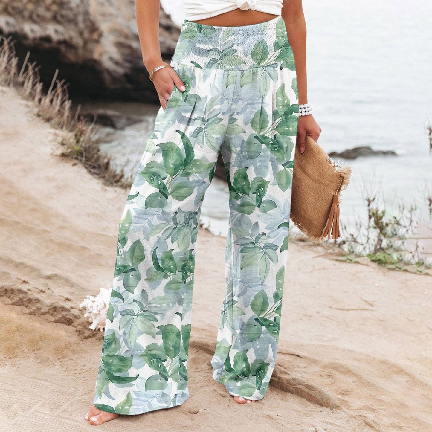 Alizza-Leichte Stretch Hosen für Damen mit sommerlichen Motiven