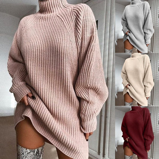 Alizza- Damen Pullover Kleid-warm für Herbst und Winter