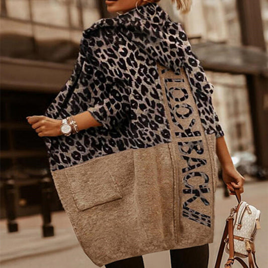 Alizza- Damen Wollmantel Leopard