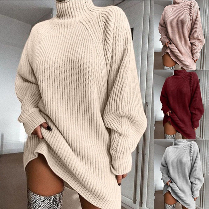Alizza- Damen Pullover Kleid-warm für Herbst und Winter