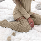 Alizza - Weihnachtsstricksocken mit Fellknäuel für Damen