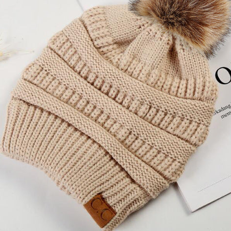 Alizza- warme strick Mütze mit Ball