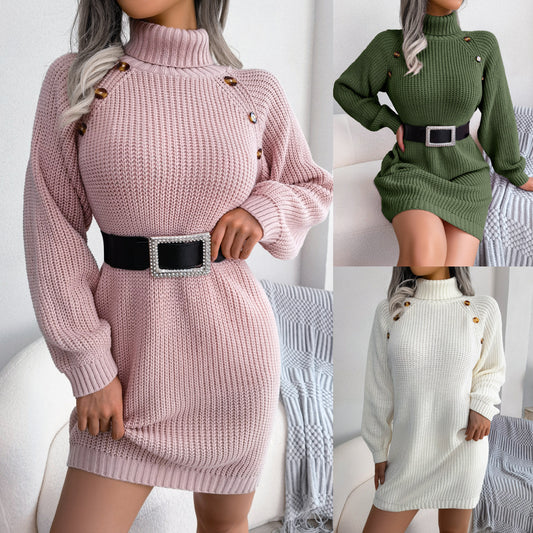 Alizza- Langarm Basis Pullover Kleid für Herbst und Winter